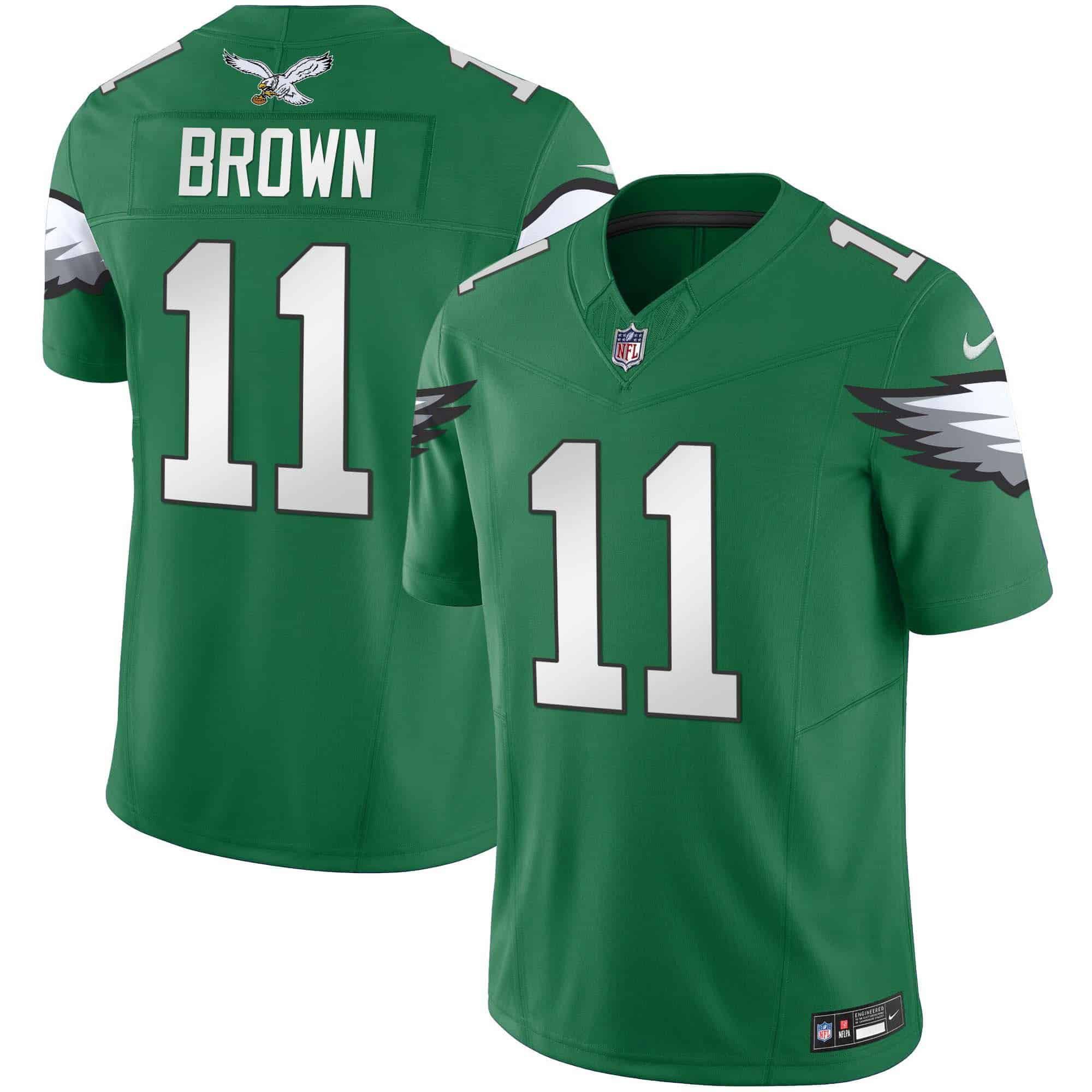Men Philadelphia Eagles #11 Brown Green 2024 Nike Vapor Limited NFL Jersey
